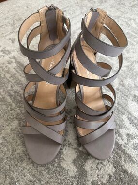 Strappy Taupe Heeled Sandals -